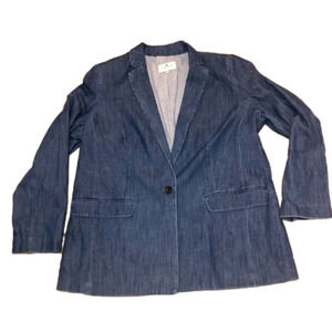 NWOT Tom Tailor Denim Blue Jean Blazer Cardigan Sport Coat Button Closure Sz 44